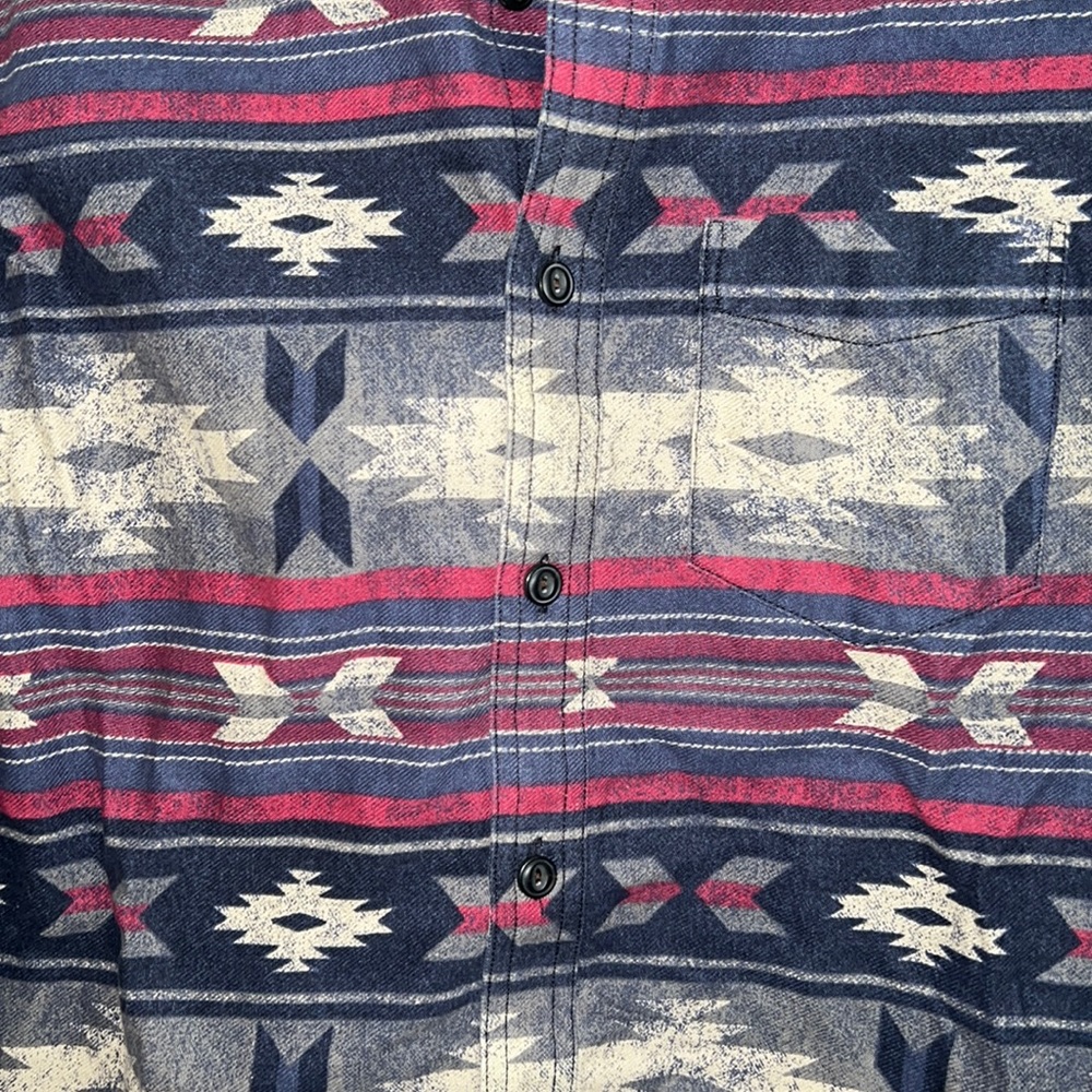Aeo Gray/Navy Pattern Button Down - image 5